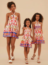 Young Girl Woven Ditsy Floral Ruched Fitted Casual Midi Dress